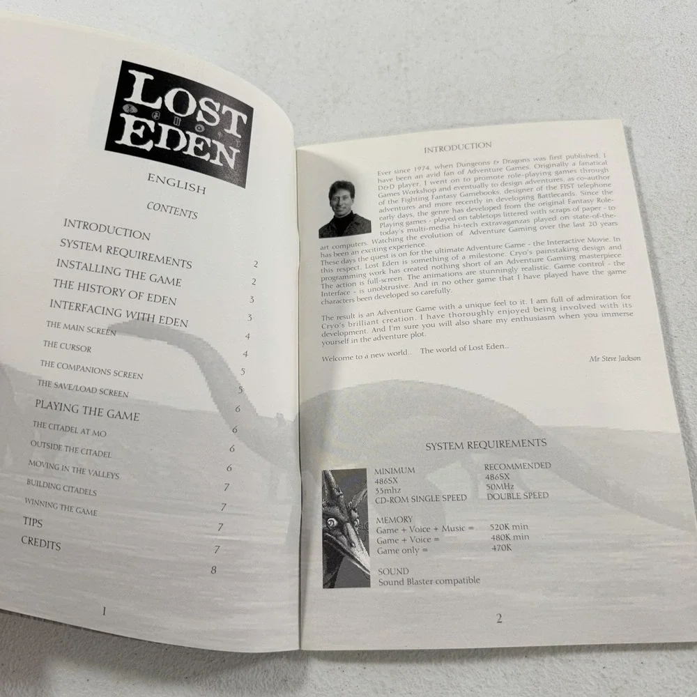 Lost Eden Big Box PC Game MANUAL ONLY 1994 Cryo Virgin Interactive